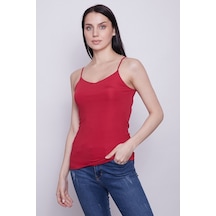 Jument Parlak Kumaş İp Askılı Şık Body-Kırmızı