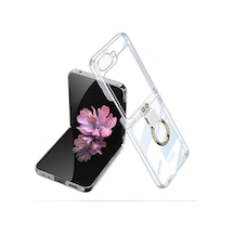 Zore Galaxy Z Flip 6 Kılıf Ogaa Yüzüklü Kıpta Kapak-şeffaf Şeffaf