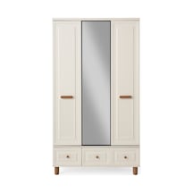 Lagos 3 Kapaklı %100 Mdf Elbise Dolabı Gardrop 117x54x212 Ekru