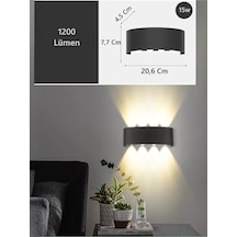 15w Dekoratif Çift Yönlü Led Duvar Apliği - 8 Led Li Modern Tasarım, Kapri Dış Ve İç Mekan Aydınlatma Lambası, Siyah Kasa Gün Işığı Acı Kahve