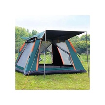 6 Kişilik, Kamp Çadırı 210x210x140cm Güneşlikli Otomatik Kamp Çadırı Su Geçirmez Outdoor Tenteli Kamp Çadır Yeşil