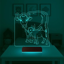 Luvivia Çocuk Odası İnek İnek Yavrusu 3d Lamba - Masa Gece Lambası Şeffaf