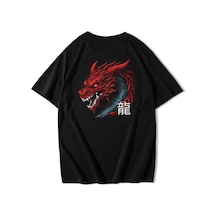 Brz Collection Unisex Oversize Red Dragon T-shirt-siyah Siyah