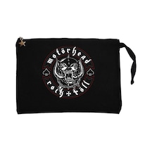 Motörhead Rock n Röll Siyah Clutch Astarlı Cüzdan / El Çantası Siyah