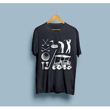 Oversize Golf 3 Tasarım Unisex T-shirt Siyah