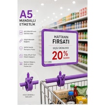 A5 Mandallı Etiketlik Fiyatlık Sepet Raf Askılık Fiyat Etiketi Çerçeveli Market Mağaza Mor