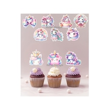 Hiras Dizayn Unicorn Cupcake Pasta ve Kurabiye Süsü 20 Adet