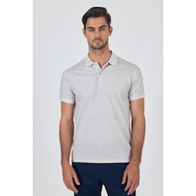 Açık Bej Kısa Kol Baskılı Pike Polo Yaka Cepsiz Esnek Casual Slim Fit Tişört 1011250153 Açık Bej