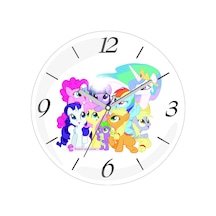 My Little Pony Karakterler Çap 30cm Sessiz Akar Bombeli Gerçek Cam Duvar Saati Çok Renkli