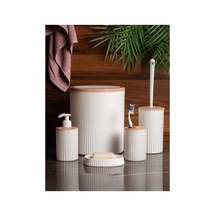 5 Parça Banyo Seti, Kullanışlı Ve Şık Tasarım İle Banyo Dekoru 000 Açık Krem