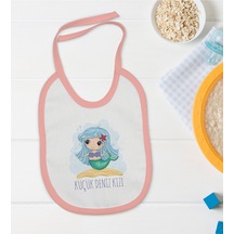 Bk Kids Küçük Deniz Kızı Tasarımlı Pembe Bebek Mama Önlüğü Pembe