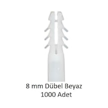 Dübel, 8 Mm Plastik Beyaz Dübel 1000 Adet