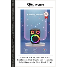 Akustik Cihaz Karaoke Aleti Kablosuz Alet Bluetooth Hoparlör Rgb Mikrofonlu D81 Siyah 12w