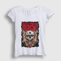 Presmono Kadın Guns Bullet For My Valentine T-shirt Beyaz