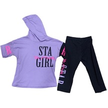 Sellfiekids Kız Çocuk Stay Girl Desenli Kaprili Takım (542974115)