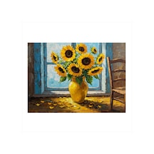 Vazoda Ayçiçekleri Modern Mdf Tablo