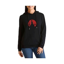 Akatsuki Anime Baskılı Siyah Kadın Kapşonlu Sweashirt