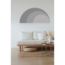 Gri Boho Tarzı Yarım Daire Duvar Sticker 100x50 Cm
