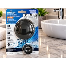 Lavabo Gider Süzgeci Bas Aç Pop-up Sistem Taşma Yüzüklü Dayanıklı Tasarım Siyah