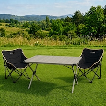 Yek Outdoor Campout Alüminyum Xxl Büyük Masa + 2 Campout Fırat Sandalye Set Siyah