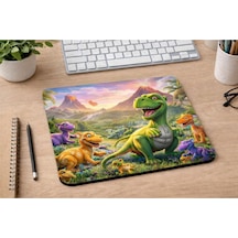 Sevimli Dinozor Desenli Mousepad 21x17,5 Cm Kaymaz Tabanlı Düz Mouse Pad Çocuk & Ofis Kullanım