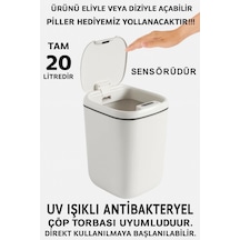 Teknolojik Çöp Kutusu Otomatik Aç Kapat Sensörlü Mutfak Banyo Ev Ofis Piller Dahildir Beyaz