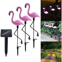 Kkq-aka 3 Parça Flamingo Led Solar Işık Seti-pembe