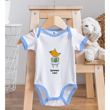 Bk Kids Summer Vibes Tasarımlı Mavi Bebek Body Zıbın Ve Mama Önlü Çok Renkli
