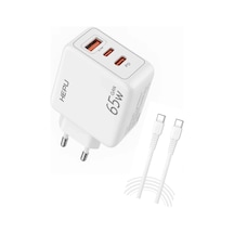Hepu Hp-c37 Yeni Nesil Gan 65w 2x Type-c Usb-c Pd+1x Usb Qc Hızlı Şarj Adaptörü