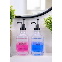 Digithome 2 Li Cam Sıvı Sabun Ve Losyon Etiketli Siyah Tıpalı Deterjan Şişesi Sabunluk 500 Ml - F/12 C1-1-289