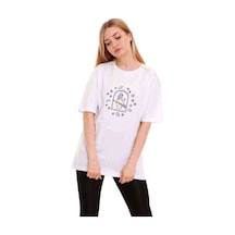 Kadın Oversize Hand Baskılı Tshirt (534304903)