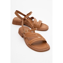 Luvishoes Luvi Shoes Cesar Taba Hakiki Deri Kadın Sandalet Taba