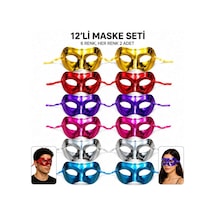 1239li Metalik Venedik Parti Maskesi Seti 6 Renk Karışık Diğer