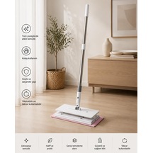Akıllı Mop Krafz One Click Otomatik Bez Yakalayan Temizlik Seti - Kıskaçlı Duvar Ve Yer Yüzey Mopu, Tüm Bezlerle Ve Islak Mendille Uyumlu El Değmeden Bez Değiştiren 2 Adet Mikrofiber Bez Hediyeli Çok Renkli