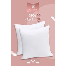 Eve Tekstil 2 Adet Throw Serisi Antialerjik %100 Silikon Elyaf Dolgulu Kırlent Iç Kare Yastık 45x45cm 350gr Beyaz