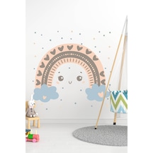 MSticker Bulutlu Gökkuşağı Ve Puantiyeler Çocuk Bebek Odası Duvar Sticker Seti