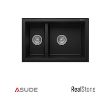 Realstone P018 Bergama 1.5 Göz Granit Evye 700 460 Mm Siyah