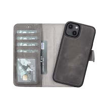 Plm Apple İphone 14 Uyumlu Deri Cüzdanlı Kılıf Mwwn Vs4ef Gri Acı Kahverengi