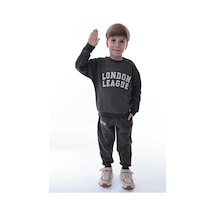 Erkek Çocuk London League Baskılı Eşofman Takımı Yumuşak Kumaş, Rahat Kalıp, 2 Li Sweat & Alt Takım Haki