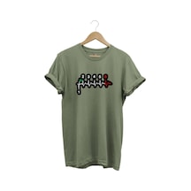 Motorsiklet Kalp Ritmi 1n23456 Motorcu Tasarım Baskılı %100 Pamuk Premium Regular Fit Haki T-shirt Haki
