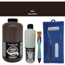 Mobilya Boyası-cadence Multisurface H-018 Koyu Kahve 2000ml Ultimate Vernik Mat 500ml Saten Rulo Set Koyu Kahve