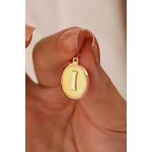 14 Ayar Altın I Harfi Nostalji Oval Kolye Ucu 548612147