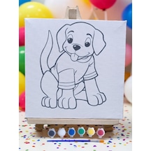 Çocuklar İçin Tuval Boyama Seti Mod2 19x19 Cm Tuval, Şövale, Fırça Ve 6 Renk Akrilik Boya Seti