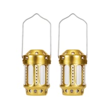 Mufunye Kamp İçin 2'li Tealight Fener Paketi - 2 Altın Çok Renkli