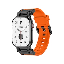 Watch 44mm Nrtk- Krd-101 Titanyum Metal Başlıklı Silikon Kordon-siyah-turuncu