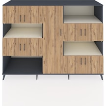 Kronos Dolap 10 Raflı 9 Kapaklı 220x59x163 Antrasit-çam/aytaşı Atlas Çam/aytası - Antrasıt