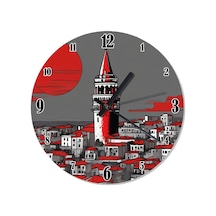 İstanbul Galata Kulesi Şekilli Duvar Saati Çok Renkli