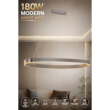 Modern Premium 180 Cm 3 Renkli Ledli Sarkıt Avizesi Platin Salon Mutfak Oturma Odası Modelleri 180w Beyaz