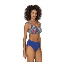 Endeep Kadın Büyük Beden Balenli Destekli Bağlama Detaylı Mavi Desenli Bikini Takımı-mavi Mavi