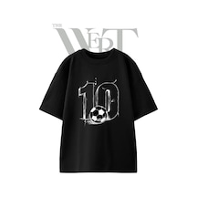 Thewert 10 Football Tasarım Baskılı Ünisex Siyah Oversize T-shirt